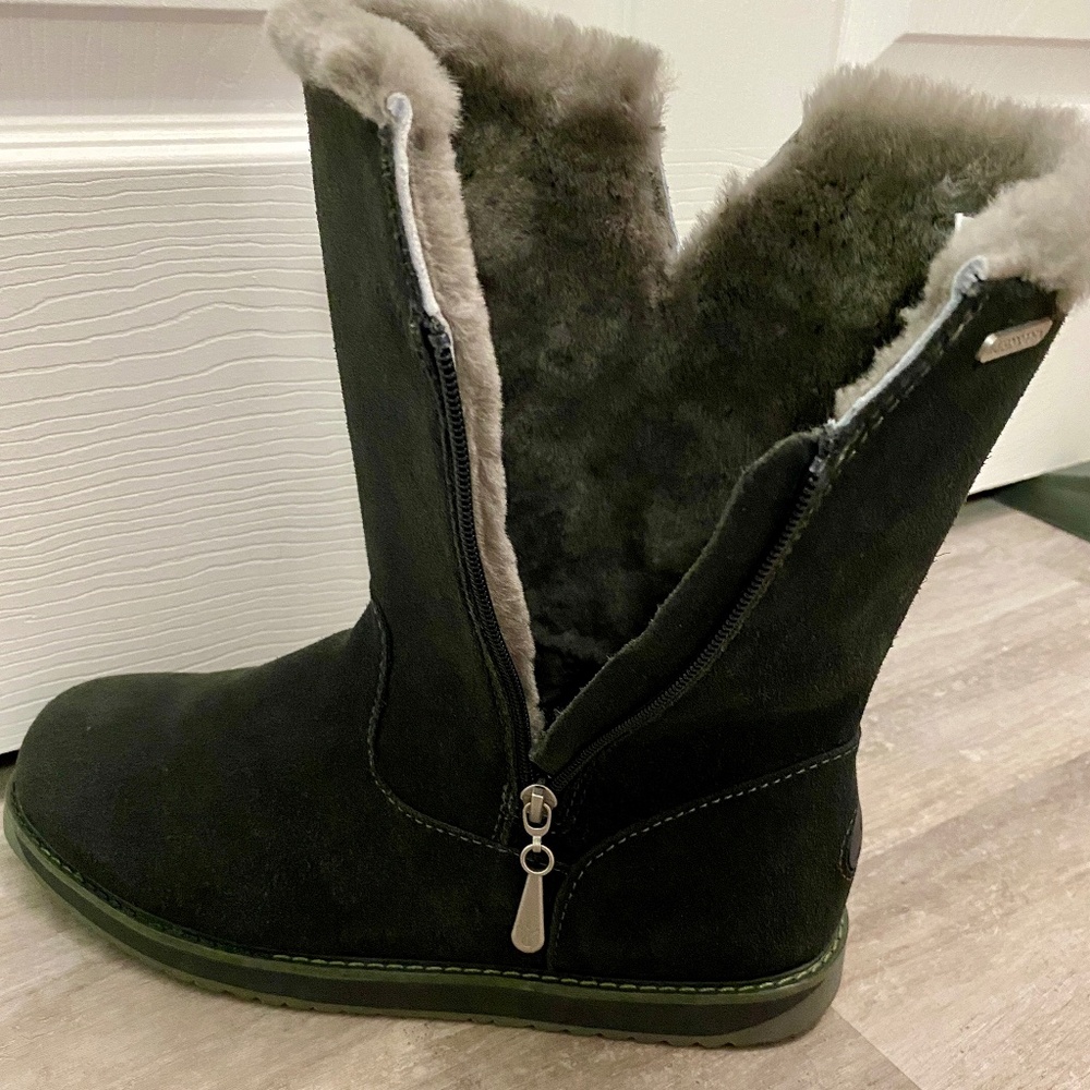 Ladies Emu Australia Gravelly Waterproof Suede Sheepskin Boots Gray Size10 New - Picture 11 of 16